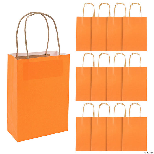 6 1/2" x 9" Medium Orange Kraft Paper Gift Bags - 12 Pc. halloween