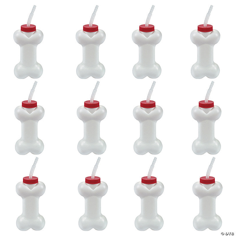 14 oz. Dog Bone Reusable BPA-Free Plastic Cups with Lids Straws - 12 Ct. | USA Decoration®
