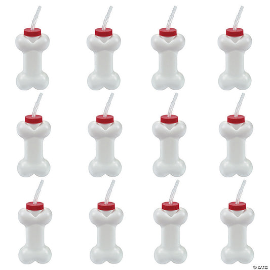 14 oz. Dog Bone Reusable BPA-Free Plastic Cups with Lids Straws - 12 Ct. | USA Decoration®