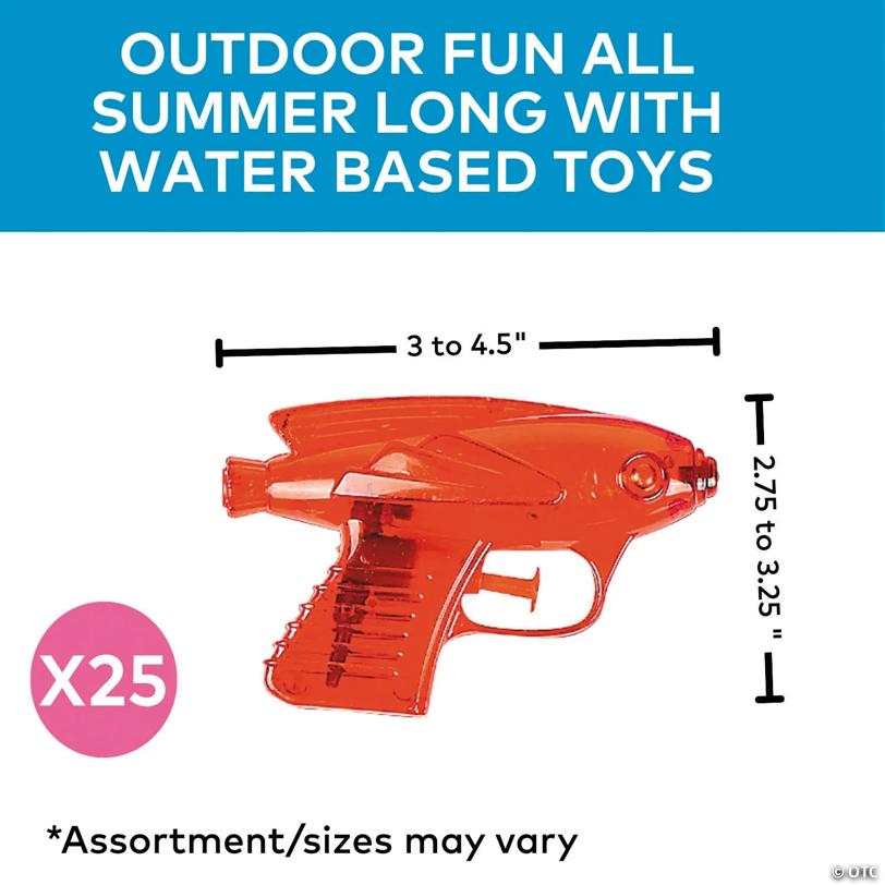 3" – 4 1/2" Patriotic Red & Blue Plastic Squirt Gun Assortment – 25 Pc.
