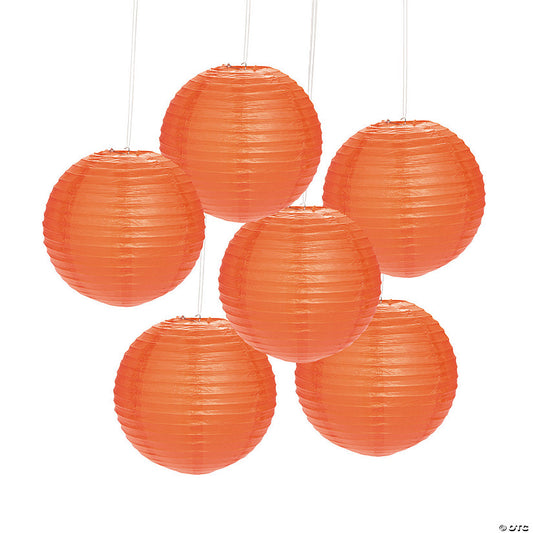 6 Piece(s): 12" Orange Hanging Paper Lanterns - 6 Pc. | USA Decoration®