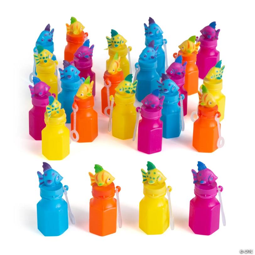 3" Bright Color Tropical Fish Bubble Bottles - 24 Pc.