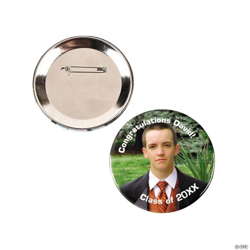 3" Custom Photo with Personalized Text Metal Buttons - 12 Pc. | USA Decoration®