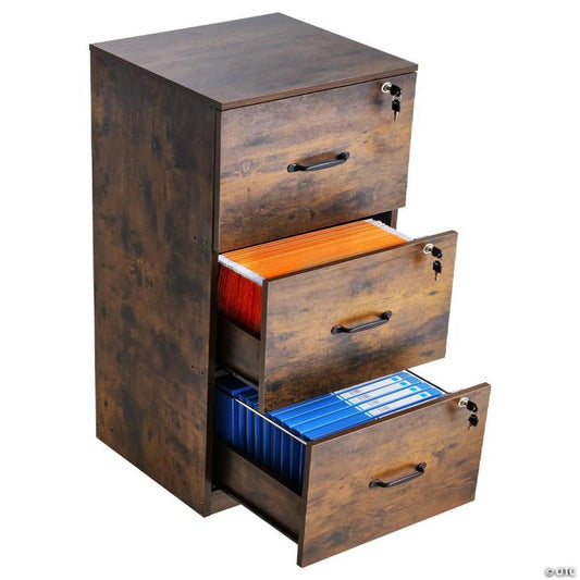 3 Drawer File Cabinet Vertical Filing Cabinet with Lock for Home Office
