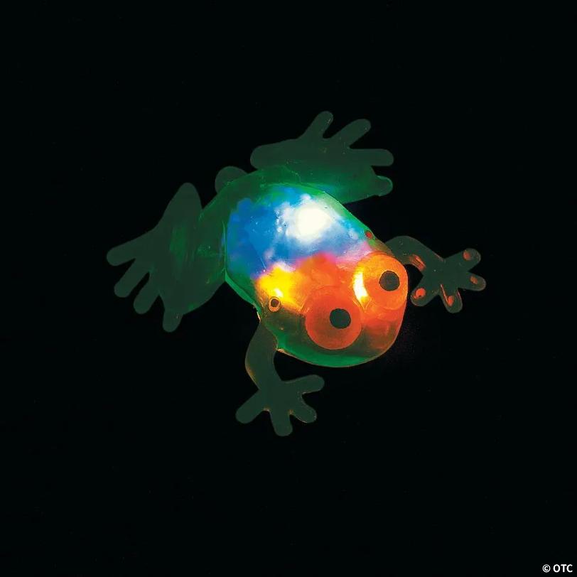 3" Flashing Squishy Red, Green, Purple & Blue Frogs with Beads - 12 Pc.