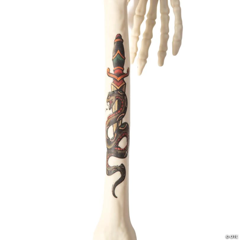3 Ft. Posable Skeleton with Tattoos Halloween Decoration
