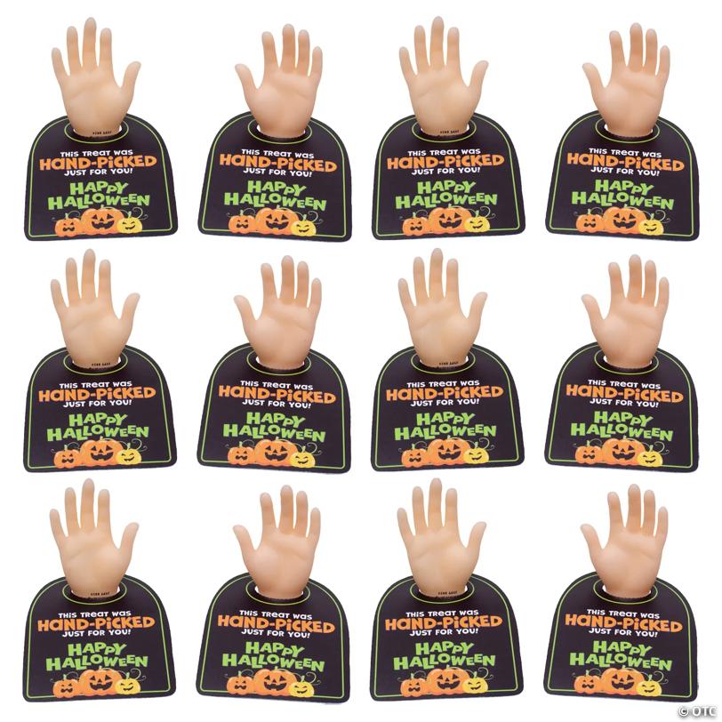 3" Halloween Tiny Hand Vinyl Finger Puppets with Card Handout for 12