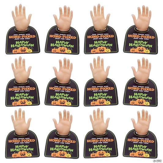 3" Halloween Tiny Hand Vinyl Finger Puppets with Card Handout for 12