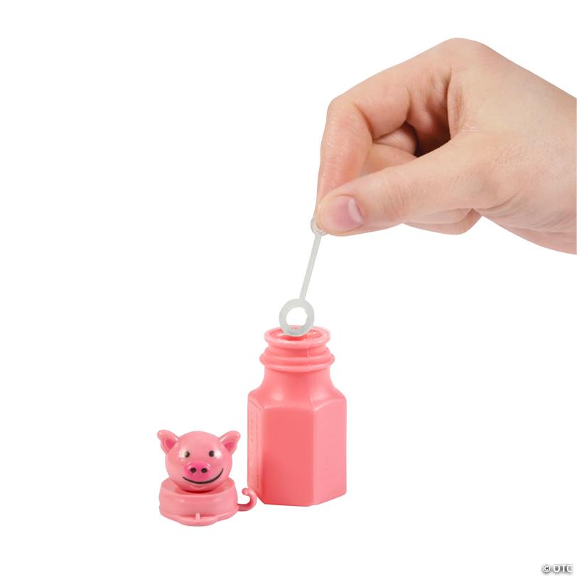 3" Mini Barnyard Cow, Horse, Pig & Sheep Plastic Bubble Bottles - 12 Pc.