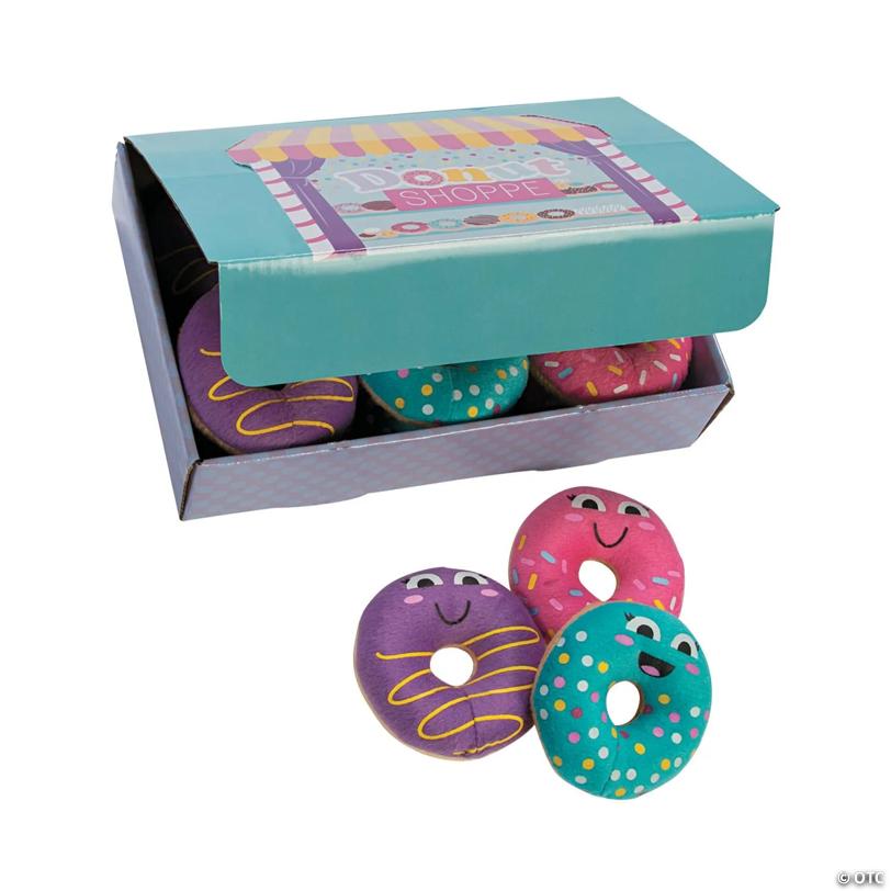 3" Multicolor Mini Smiling Stuffed Donuts with Box – 12 Pc.