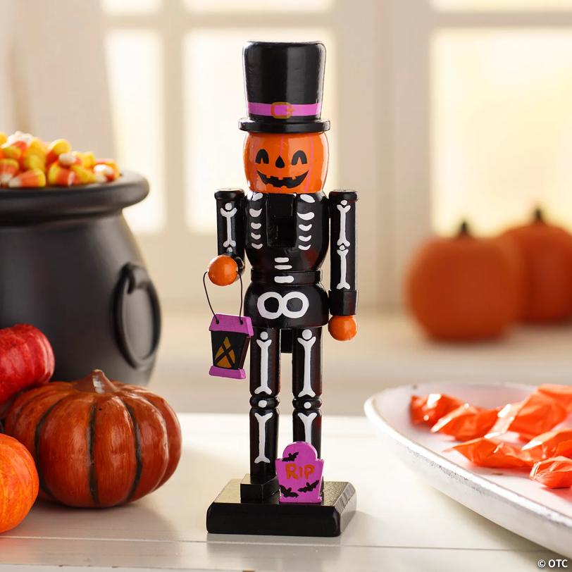 3" x 10" Halloween Jack-O’-Lantern Wooden Nutcracker Tabletop Decoration