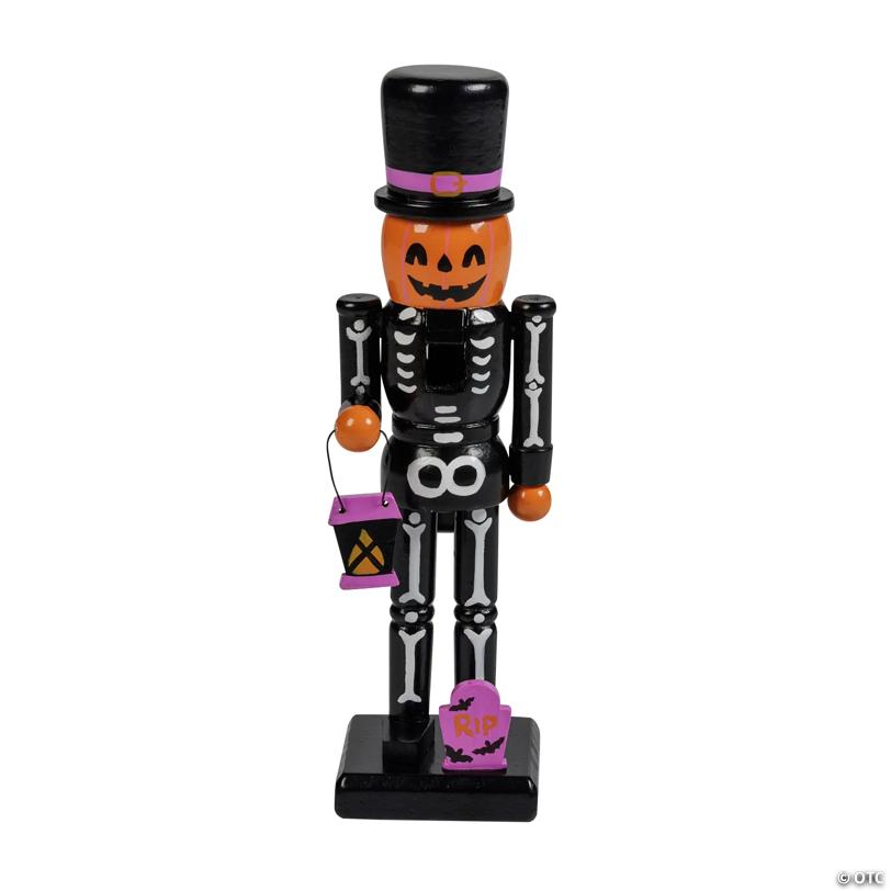 3" x 10" Halloween Jack-O’-Lantern Wooden Nutcracker Tabletop Decoration