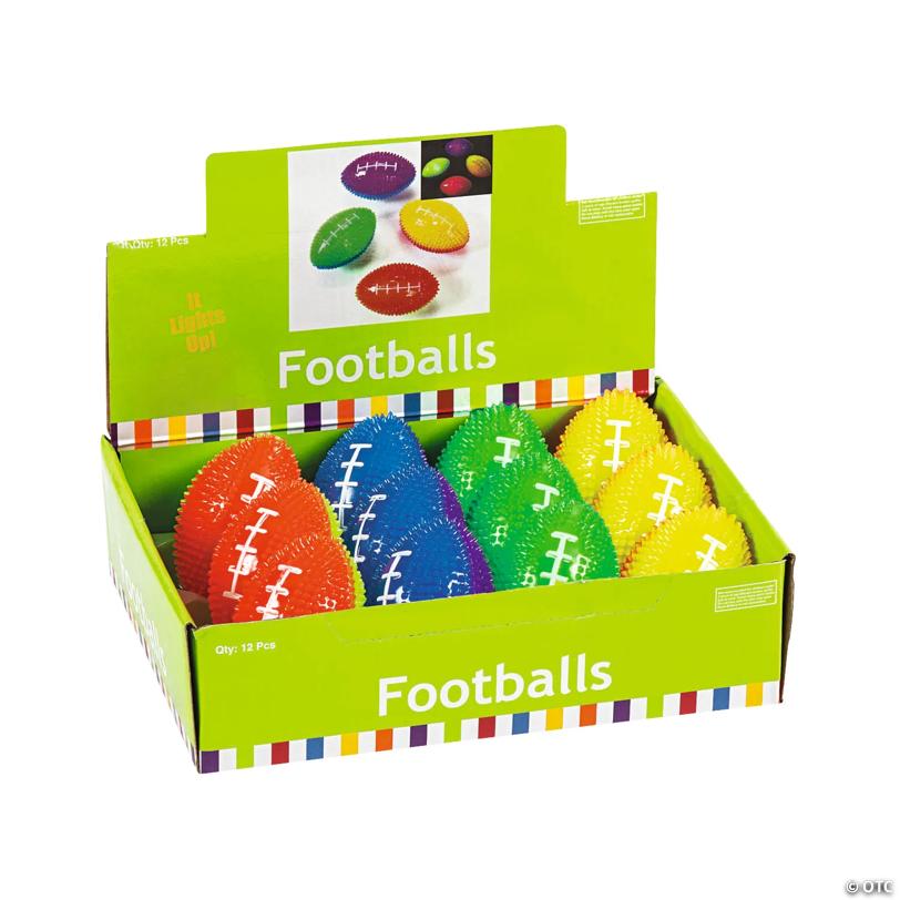 3" x 2" Mini Light-Up Spike Bright Colors Football Assortment - 12 Pc.