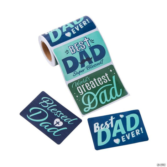 3" x 2" Religious Father's Day Blessed Dad Sticker Roll - 100 Pc. | USA Decoration®