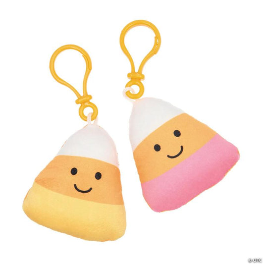 3" x 3 1/4" Colorful Stuffed Candy Corn Backpack Clips - 12 Pc.