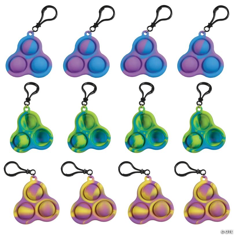 3" x 3" Lotsa Pops Pop Fidget Toy Backpack Clip Keychains - 24 Pc.