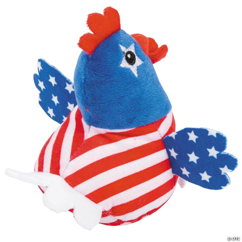 3" x 4 1/2" Patriotic American Flag Stuffed Chickens - 12 Pc.