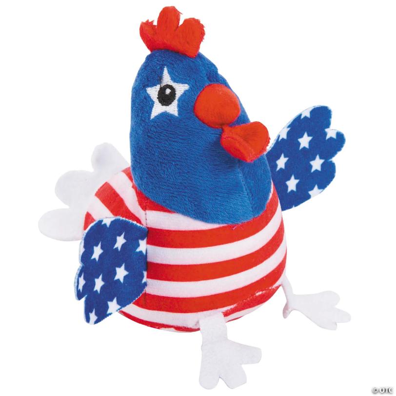 3" x 4 1/2" Patriotic American Flag Stuffed Chickens - 12 Pc.
