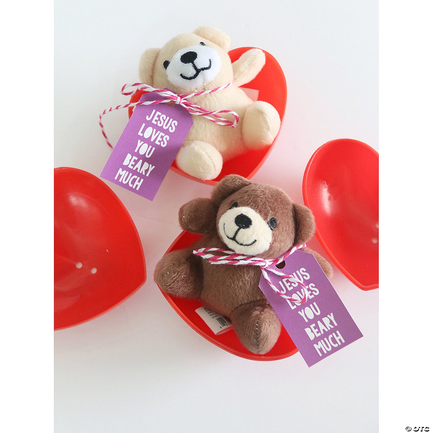 4" Bulk 48 Pc. Mini Valentine's Day Heart Containers with Stuffed Bear | USA Decoration®