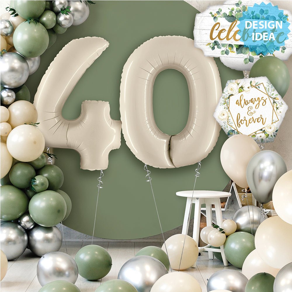 Foil Balloon Number 0 White Sand Megaloon