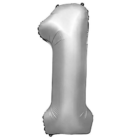 32 inch NUMBER 1 - METAL BALLOONS - SILVER | USA Decoration®