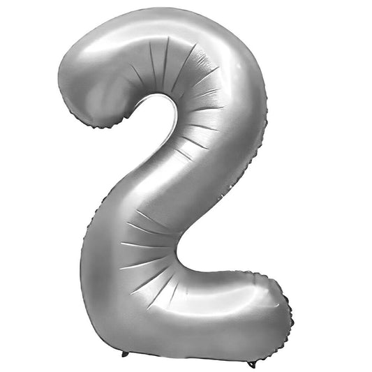 32 inch NUMBER 2 - METAL BALLOONS - SILVER | USA Decoration®