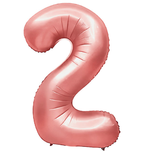 32 inch NUMBER 2 - METAL BALLOONS - METALLIC PINK | USA Decoration®
