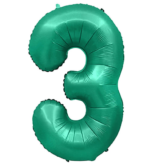 32 inch NUMBER 3 - METAL BALLOONS - GREEN | USA Decoration®