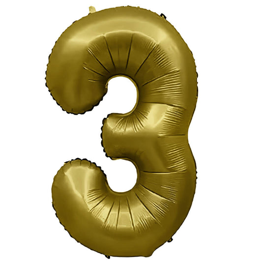 32 inch NUMBER 3 - METAL BALLOONS - VINTAGE GOLD | USA Decoration®