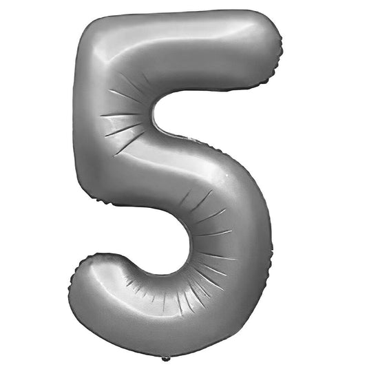 32 inch NUMBER 5 - METAL BALLOONS - SILVER | USA Decoration®