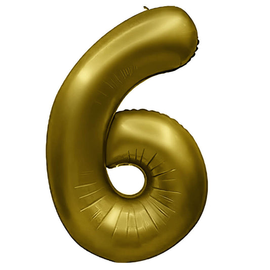 32 inch NUMBER 6 - METAL BALLOONS - VINTAGE GOLD | USA Decoration®