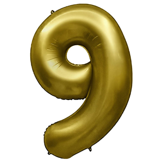 32 inch NUMBER 9 - METAL BALLOONS - VINTAGE GOLD | USA Decoration®