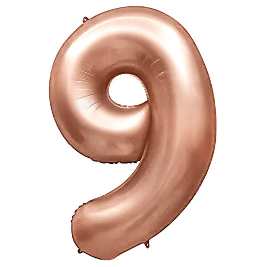32 inch NUMBER 9 - METAL BALLOONS - ROSE GOLD | USA Decoration®
