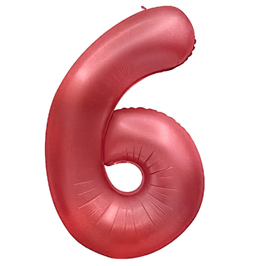 32 inch NUMBER 6 - METAL BALLOONS - CRIMSON RED | USA Decoration®