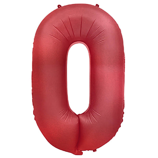 32 inch NUMBER 0 - METAL BALLOONS - CRIMSON RED | USA Decoration®