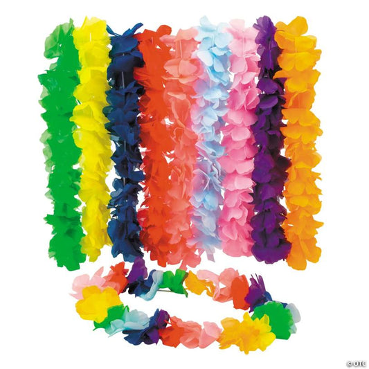 40" Premium Jumbo Petals Satin Flower Polyester Leis - 12 Pc. | USA Decoration®