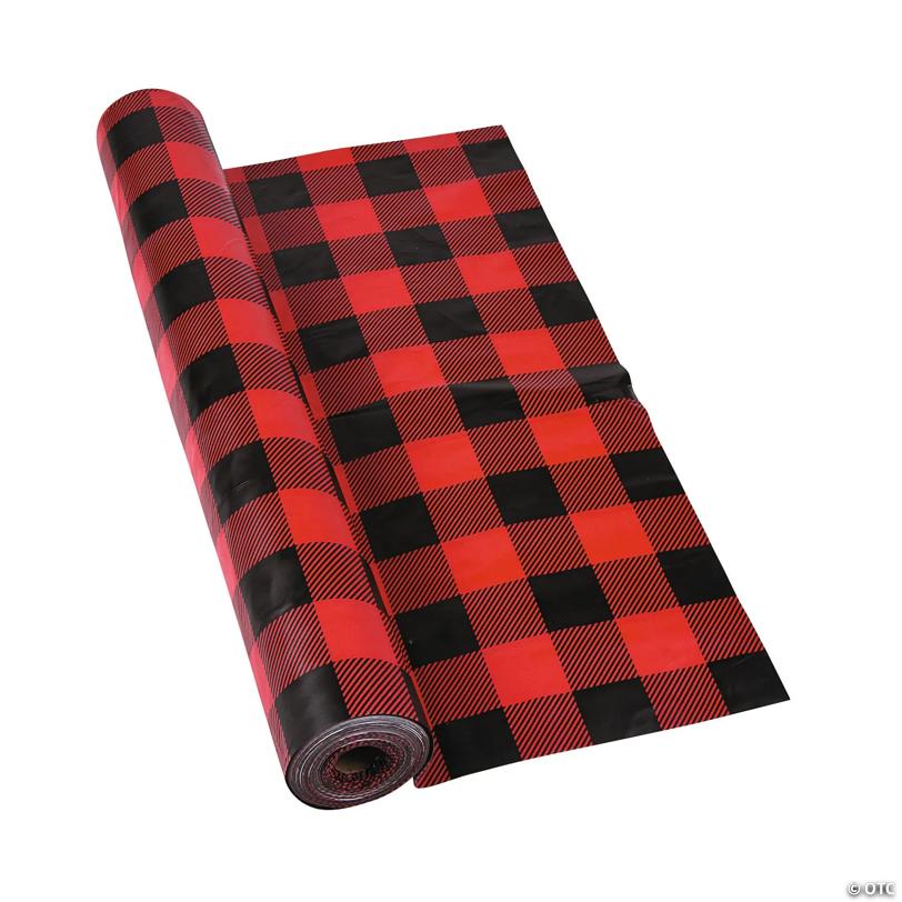 40" x 100 Ft. Buffalo Plaid Disposable Plastic Tablecloth Roll | USA Decoration®