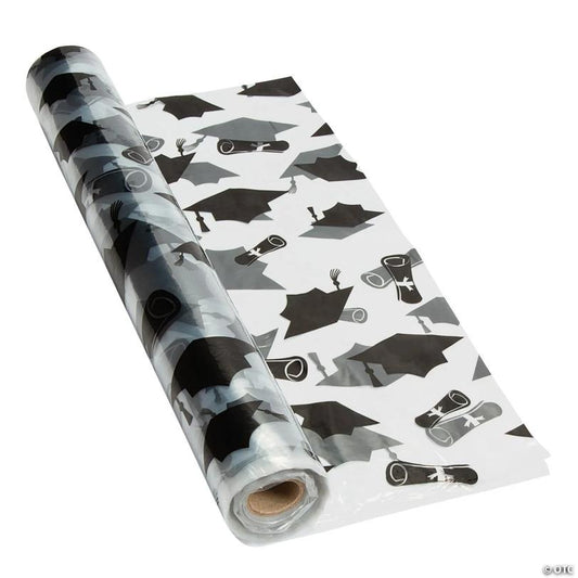 40" x 100 Ft. Clear Graduation Disposable Plastic Tablecloth Roll | USA Decoration®