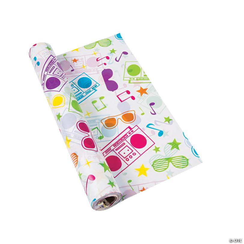 40" x 100 ft. 80s Boombox Plastic Tablecloth Roll | USA Decoration®