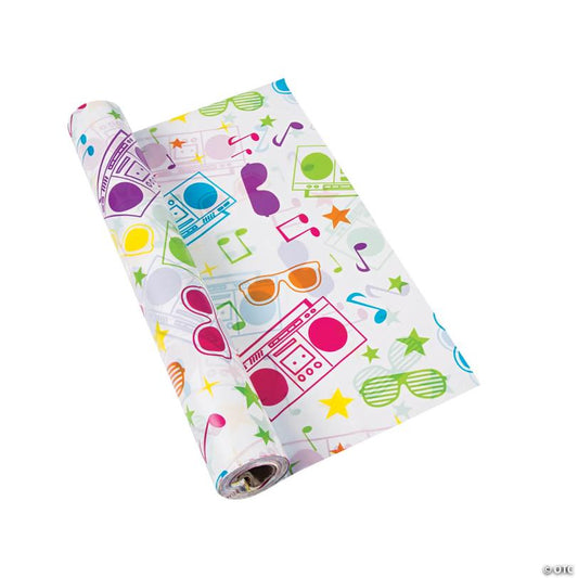40" x 100 ft. 80s Boombox Plastic Tablecloth Roll | USA Decoration®