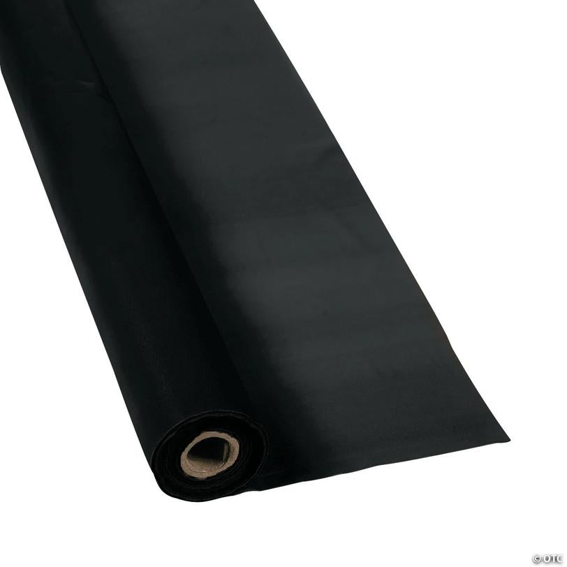40" x 100 ft. Black Disposable Plastic Tablecloth Roll | USA Decoration®