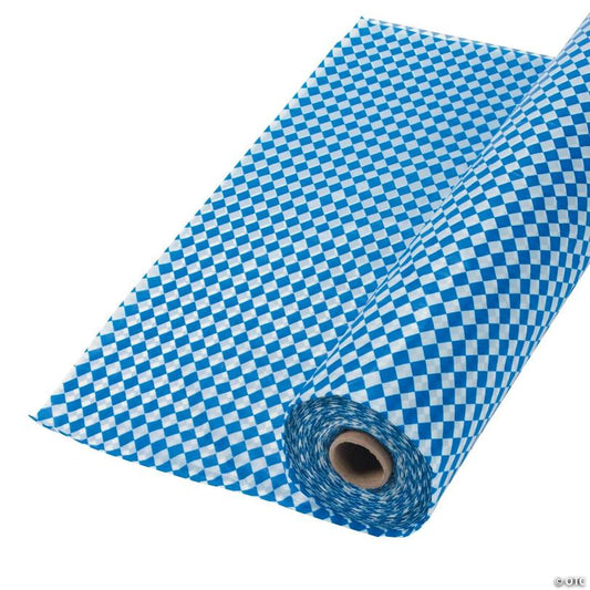 40" x 100 ft. Blue & White Argyle Plastic Tablecloth Roll | USA Decoration®