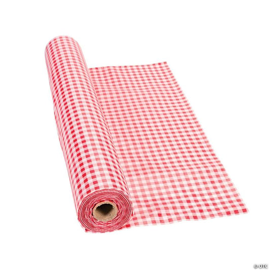 40" x 100 ft. Classic Red Gingham Plastic Tablecloth Roll | USA Decoration®