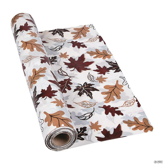 40" x 100 ft. Fall Leaves Disposable Plastic Tablecloth Roll | USA Decoration®