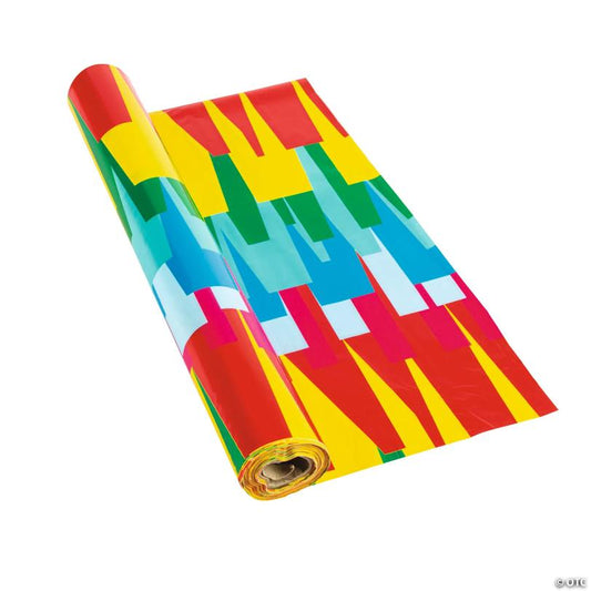 40" x 100 ft. Fringe Fiesta Sarape Plastic Tablecloth Roll | USA Decoration®