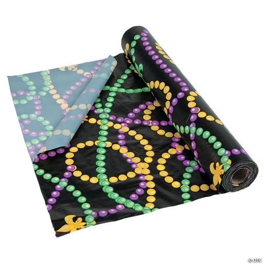 40" x 100 ft. Mardi Gras Beads Plastic Tablecloth Roll | USA Decoration®