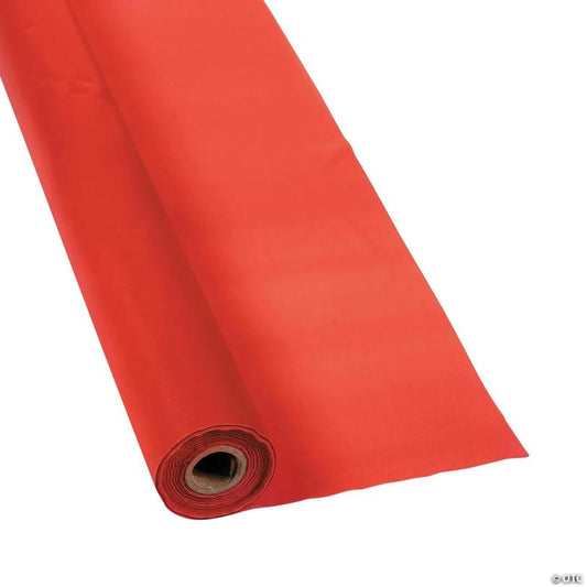 40" x 100 ft. Red Disposable Plastic Tablecloth Roll | USA Decoration®