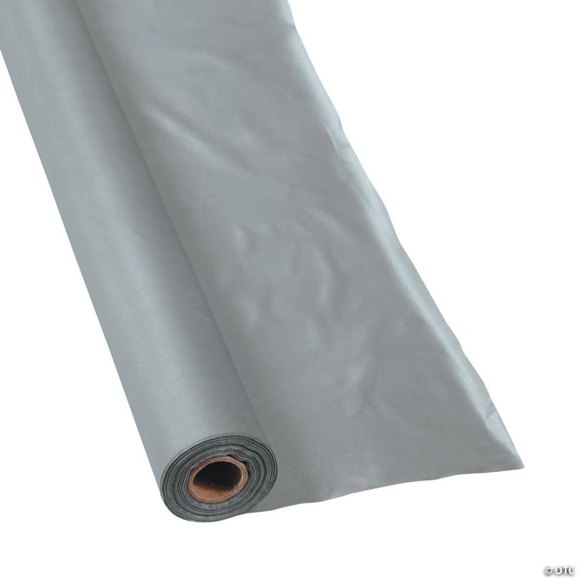 40" x 100 ft. Silver Plastic Tablecloth Roll | USA Decoration®