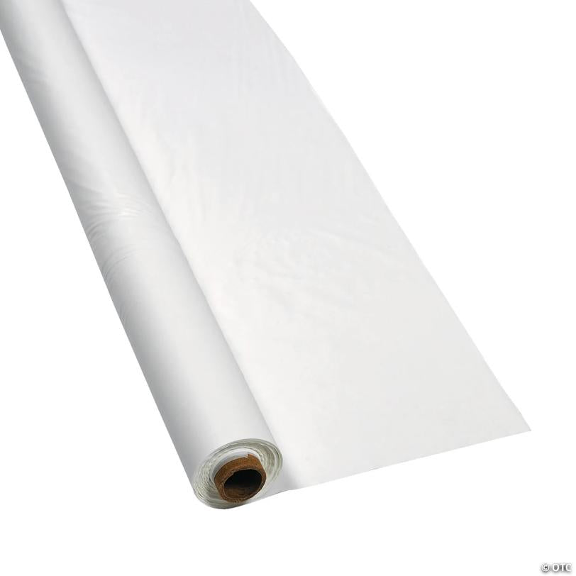 40" x 100 ft. White Disposable Plastic Tablecloth Roll | USA Decoration®