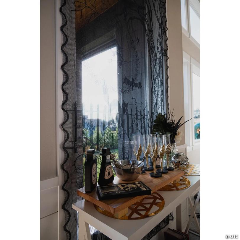 40" x 7 Ft. Spooky Light-Up Lace Curtain Panel Halloween Decoration